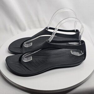 Crocs Serena Sexi Womens Size 7 Black Flip Flop Thong Sandals Slingback Strap